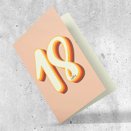 Peach Modern Retro Groovy Achttien 18e verjaardag Kaart