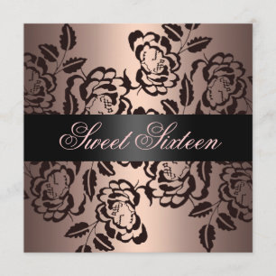 Peach Modern Roos Sweet 16 verjaardagsuitnodiging Kaart