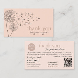 Peach Modern Script QR-code, dank u Visitekaartje