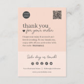 Peach Modern Script QR-code, dank u zakelijk Informatiekaartje (Voorkant)