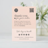 Peach Modern Script QR-code, dank u zakelijk Informatiekaartje (Staand voorkant)