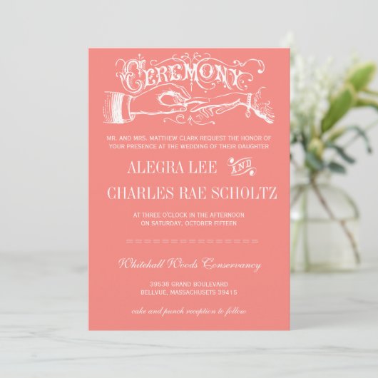 Peach Modern Typography Chalkboard Invitations Kaart (Staand voorkant)
