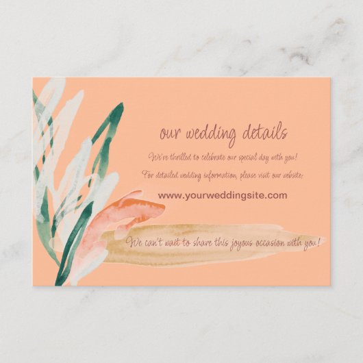 Peach Modern Wedding Informatiekaartje (Voorkant)