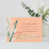 Peach Modern Wedding Informatiekaartje (Staand voorkant)
