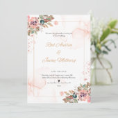 Peach Modern Wedding Invitation Kaart (Staand voorkant)