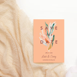 Peach Modern Wedding Save The Date