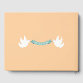 Peach moderne bruiloft gastenboek met paar toast (Achterkant)