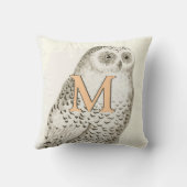 Peach Monogram Beauful  Snowy Owl Kussen (Achterkant)