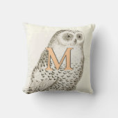 Peach Monogram Beauful  Snowy Owl Kussen (Voorkant)