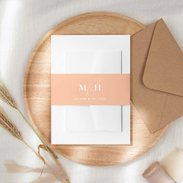 Peach Monogram bruiloft op maat Uitnodigingen Wikkel