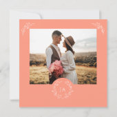 Peach Monogram Bruiloft Save The Date Kaart (Achterkant)