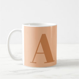 Peach Monogram Initiaal Letter Koffiemok