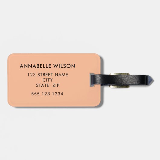 Peach Monogram Script Name Bagagelabel (Achterkant horizontaal)