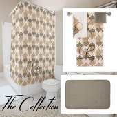 Peach Monogram Watercolor Geometric Pattern  Bad Handdoek