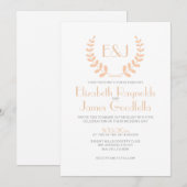 Peach Monogram Wedding Invitations Kaart (Voorkant / Achterkant)
