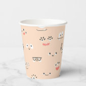 Peach Monster Eyes Party Cup Papieren Bekers (Achterkant)