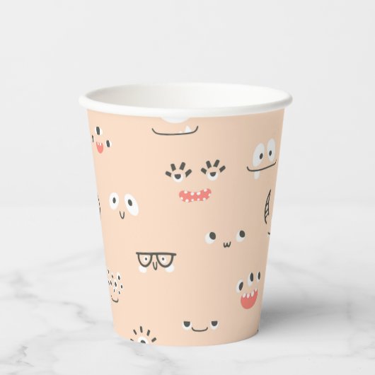 Peach Monster Eyes Party Cup Papieren Bekers (Voorkant)