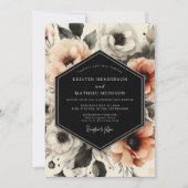 Peach Moody Bloom Bruiloft Kaart (Voorkant)