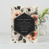 Peach Moody Bloom Wedding Kaart (Staand voorkant)
