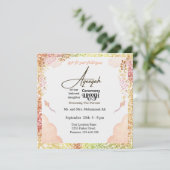 Peach Moslim Meisje Aqeqah- Aqiqah- Uitnodiging (Staand voorkant)