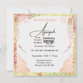 Peach Moslim Meisje Aqeqah- Aqiqah- Uitnodiging (Voorkant)