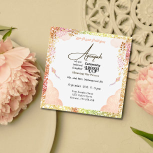 Peach Moslim Meisje Aqeqah- Aqiqah- Uitnodiging