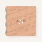 Peach Muziekblad Monogram Notitieboek (Voorkant)