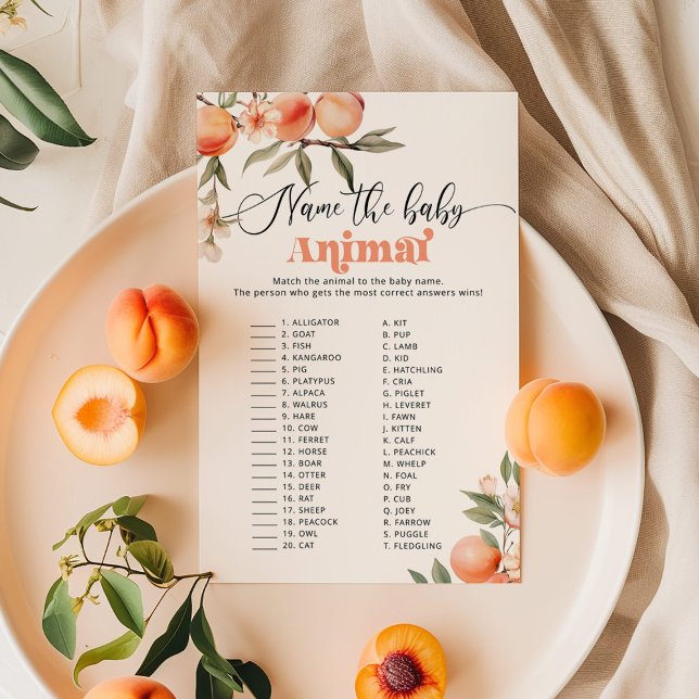 Peach Naam het baby dier baby shower spel (Creator heeft geüpload)