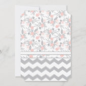 Peach Navy and Grey Zig Zag Typography Wedding Kaart (Achterkant)