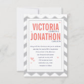 Peach Navy and Grey Zig Zag Typography Wedding Kaart (Voorkant)