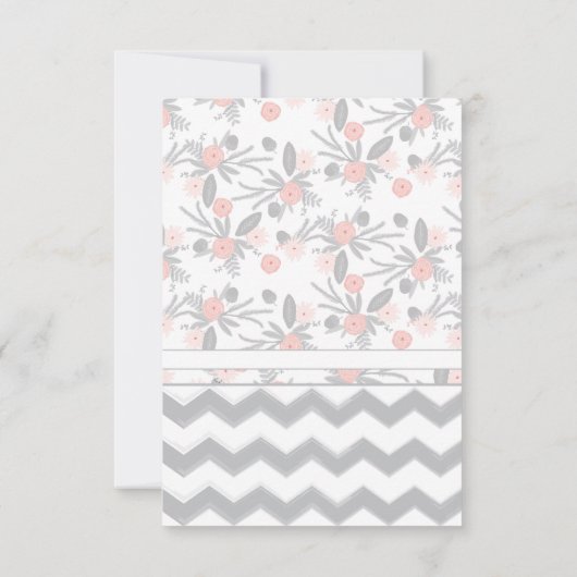 Peach Navy and Grey Zig Zag Typography Wedding Kaart (Achterkant)