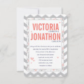 Peach Navy and Grey Zig Zag Typography Wedding Kaart (Voorkant)
