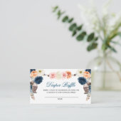 Peach Navy Boho Diaper Raffle Enclosure Card Informatiekaartje (Staand voorkant)