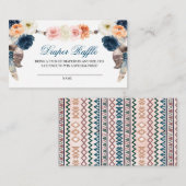 Peach Navy Boho Diaper Raffle Enclosure Card Informatiekaartje (Voorkant / Achterkant)