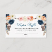Peach Navy Boho Diaper Raffle Enclosure Card Informatiekaartje (Voorkant)