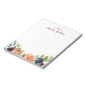Peach Navy Floral Personalized Notepad Stationery Notitieblok (Linkerzijde)