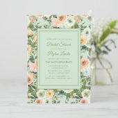 Peach Neo Mint Dusty Blue Floral Vrijgezellenfeest Kaart (Staand voorkant)