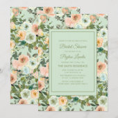 Peach Neo Mint Dusty Blue Floral Vrijgezellenfeest Kaart (Voorkant / Achterkant)