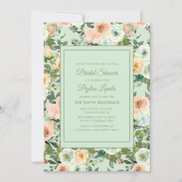 Peach Neo Mint Dusty Blue Floral Vrijgezellenfeest Kaart