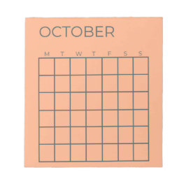 Peach Niet-gedateerde Oktoberkalender voor Planner Notitieblok