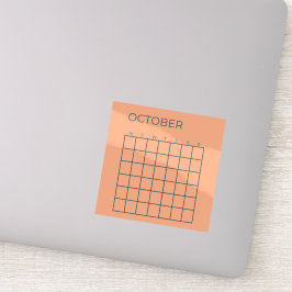 Peach Niet-gedateerde Oktoberkalender voor Planner Sticker