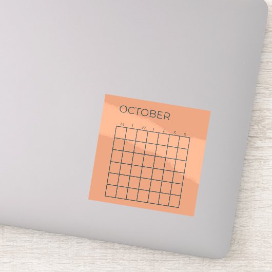 Peach Niet-gedateerde Oktoberkalender voor Planner Sticker (Detail)