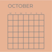 Peach Niet-gedateerde Oktoberkalender voor Planner Sticker (Voorkant)