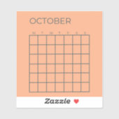 Peach Niet-gedateerde Oktoberkalender voor Planner Sticker (Vel)