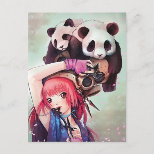 Peach Ninja Pandas Briefkaart (Voorkant)