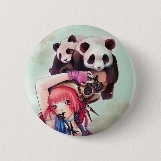 Peach Ninja Pandas Button (Voorkant)