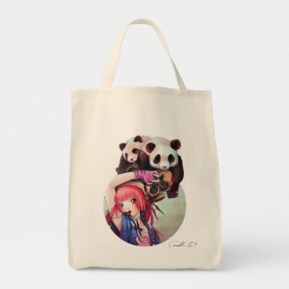 Peach Ninja Pandas Grocery Tas