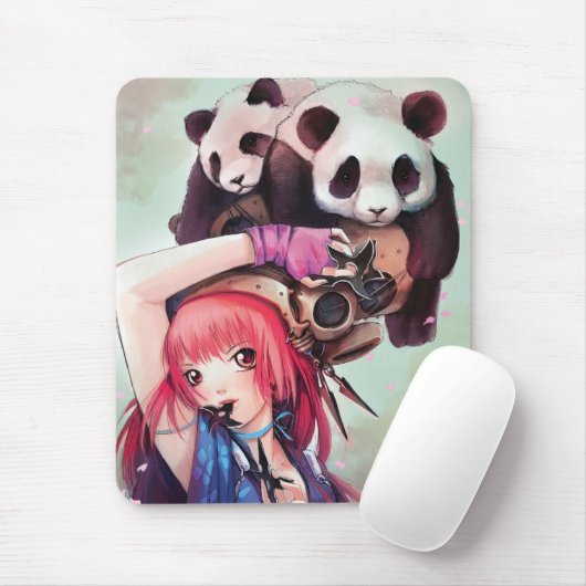 Peach Ninja Pandas Mousepad Muismat (Met muis)