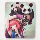 Peach Ninja Pandas Mousepad Muismat (Voorkant)