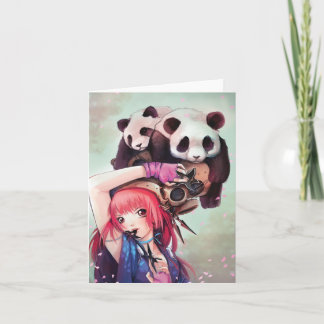 Peach Ninja Pandas Note Kaart